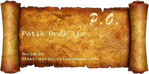 Petik Orália névjegykártya